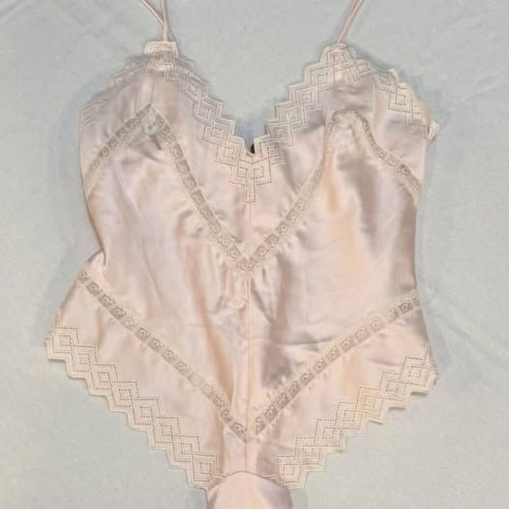 Vintage Bert Yelin For Iris Soft Pink Body Slip Lingerie Bodysuit Size Small